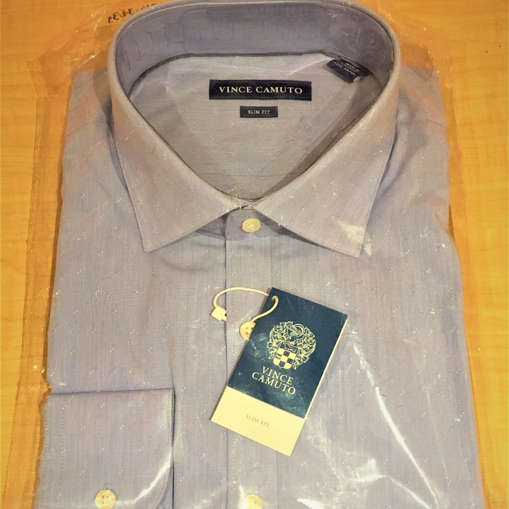 Vince Camuto - Dobby Slim Fit Blue Dress Shirt